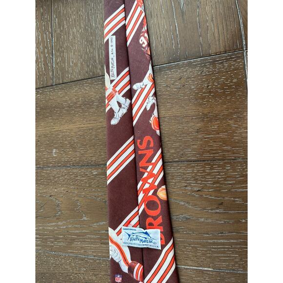 Vintage Ralph Marlin Tie Cleveland Browns 1990 Orange Brown Team Stripes - Picture 8 of 9